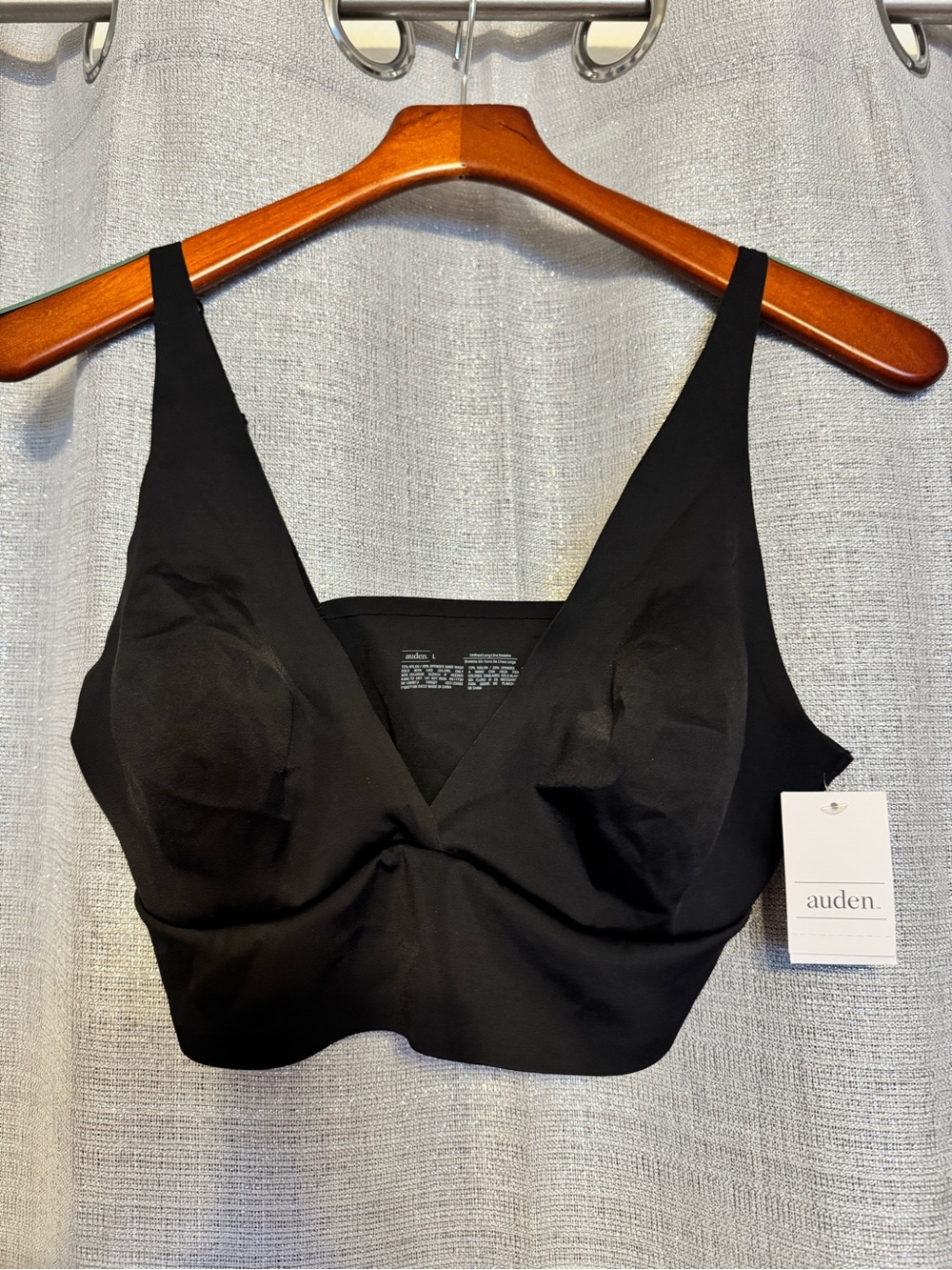 NWT Auden Black Plunge Swim Top Seamless Bra /Bralette